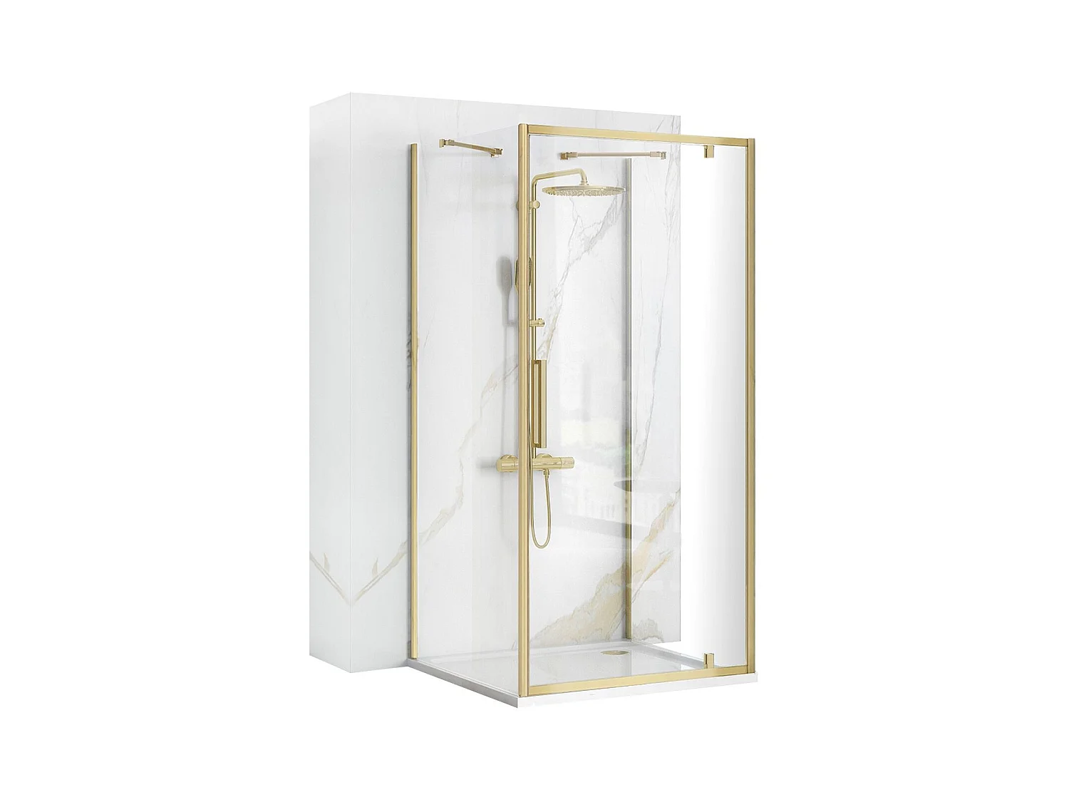 Cabine De Douche Murale Rea Rapid Swing 100X90 Brush Gold