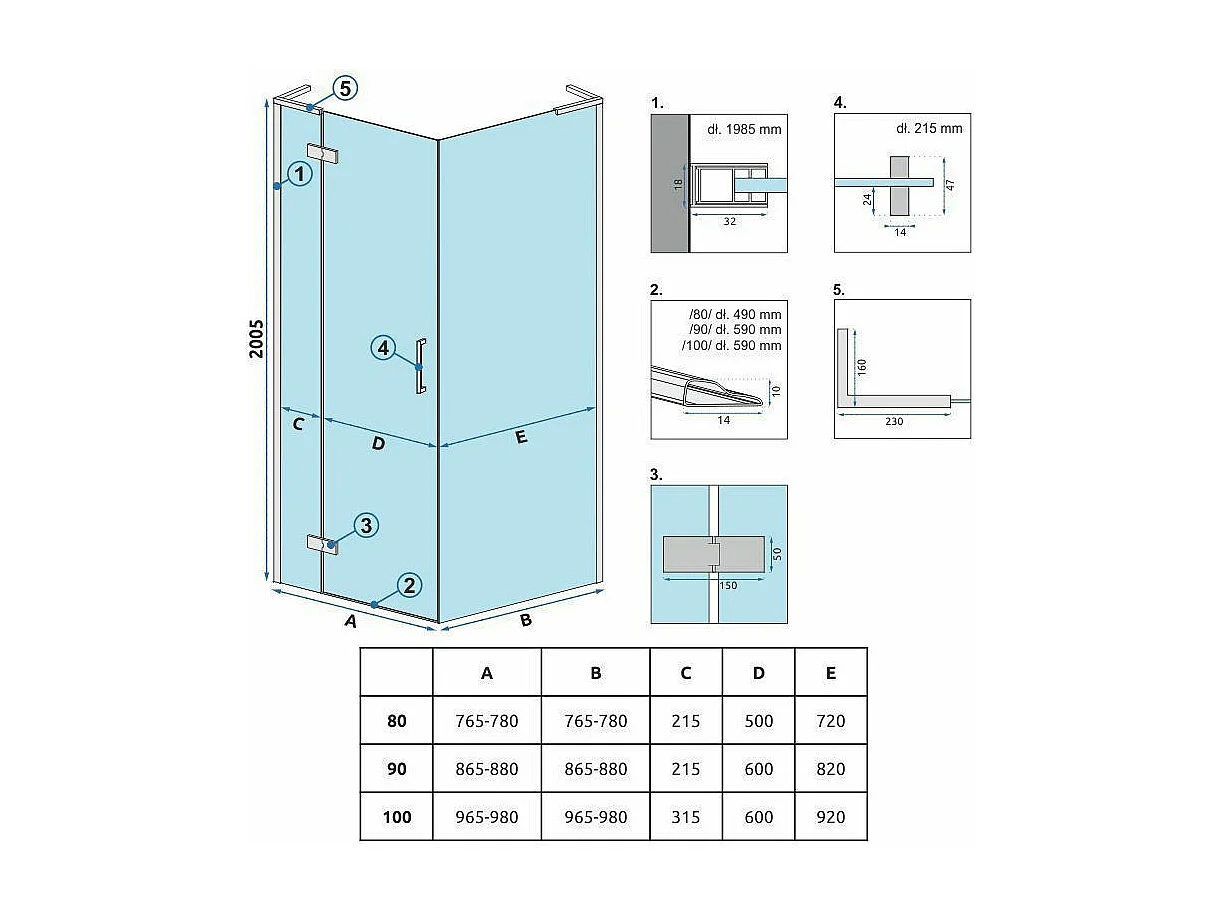 Cabine De Douche Rea Hugo 90X90 Black