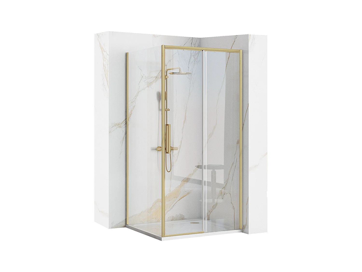 Cabine De Douche Rea Rapid Slide 110X100 Brush Gold