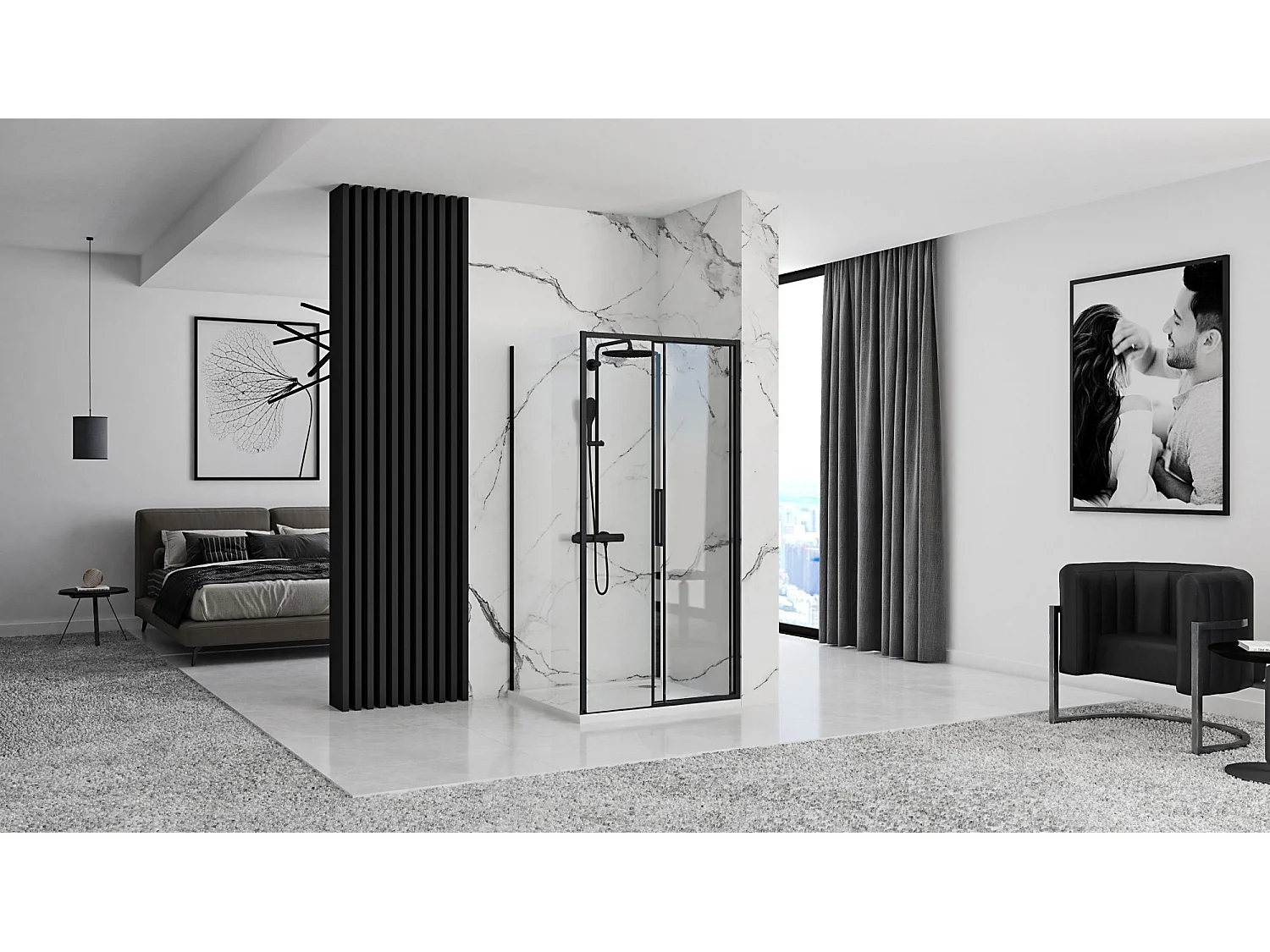 Cabina Doccia Rea Rapid Slide 150X80 Black
