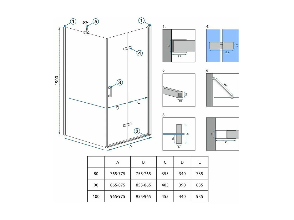 Cabine De Douche Rea Molier 80X80 Chrome