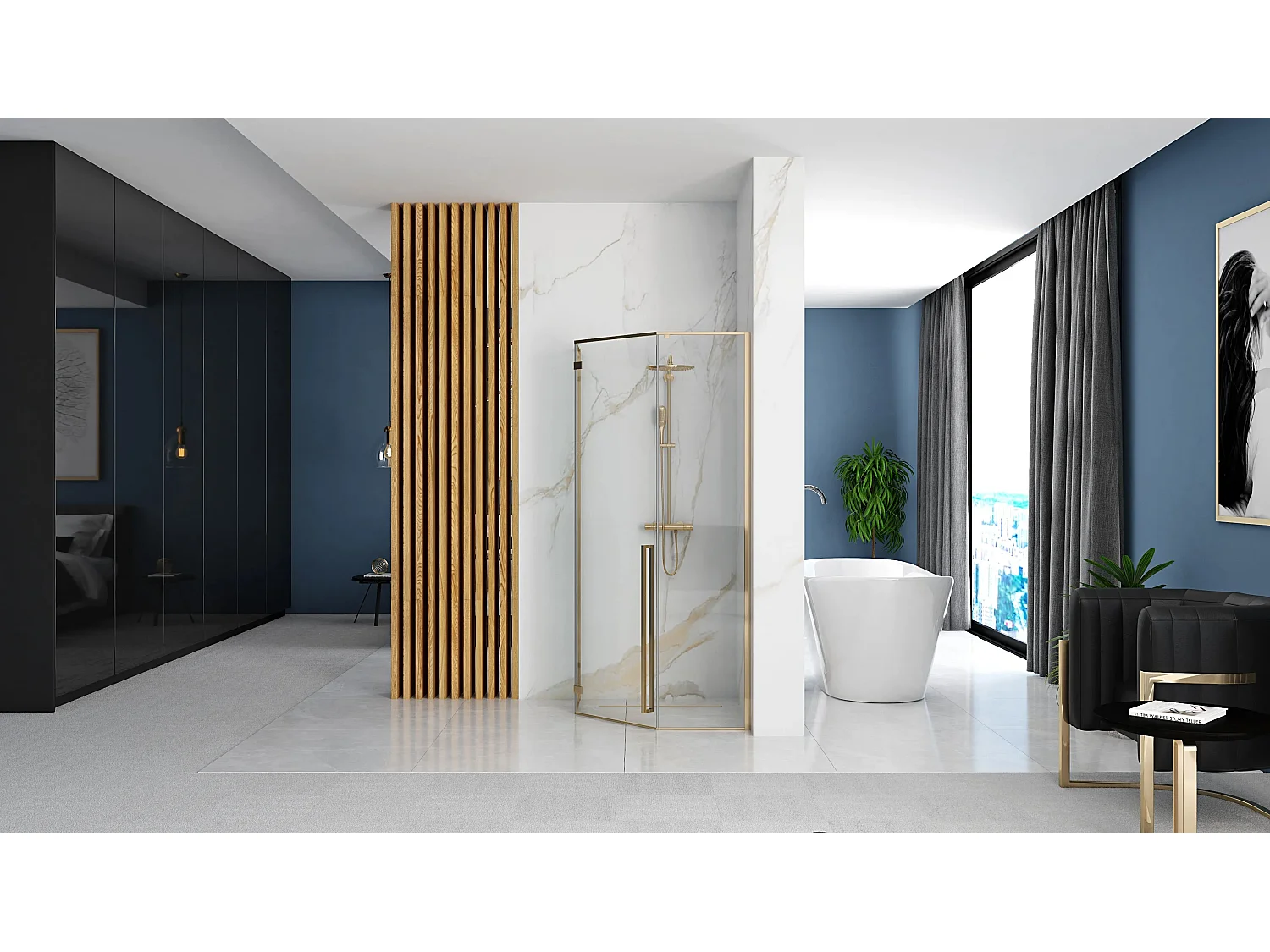 Cabine De Douche Rea Diamond 100X100 Gold