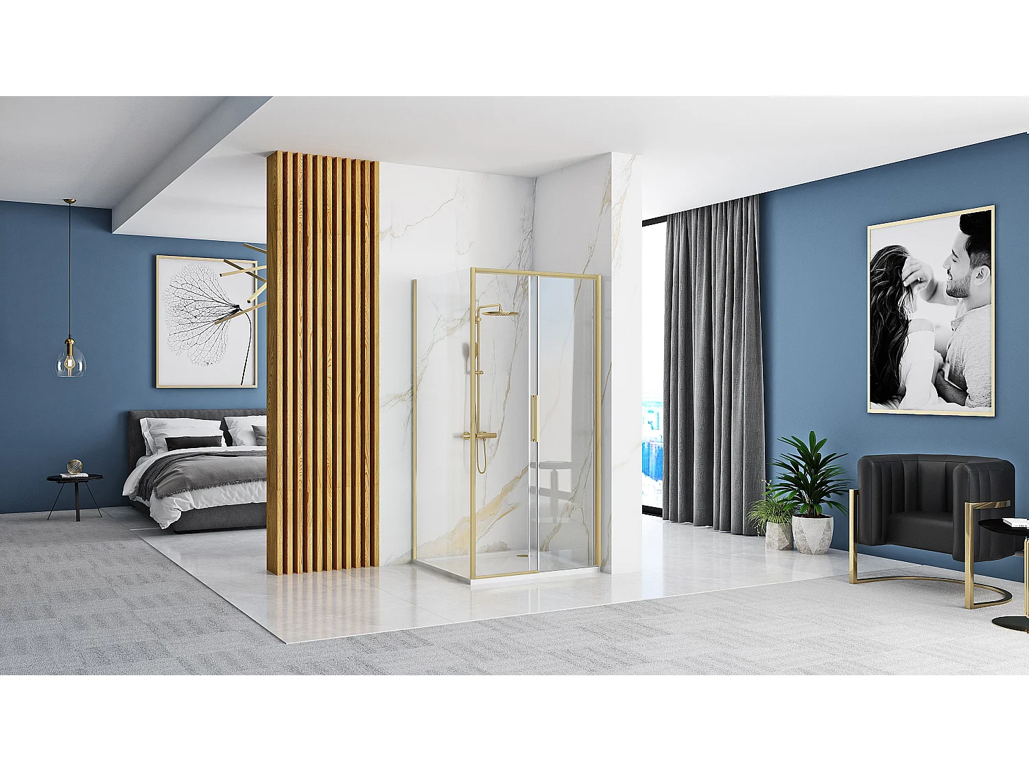 Cabina De Ducha Rea Rapid Slide 130X90 Brush Gold