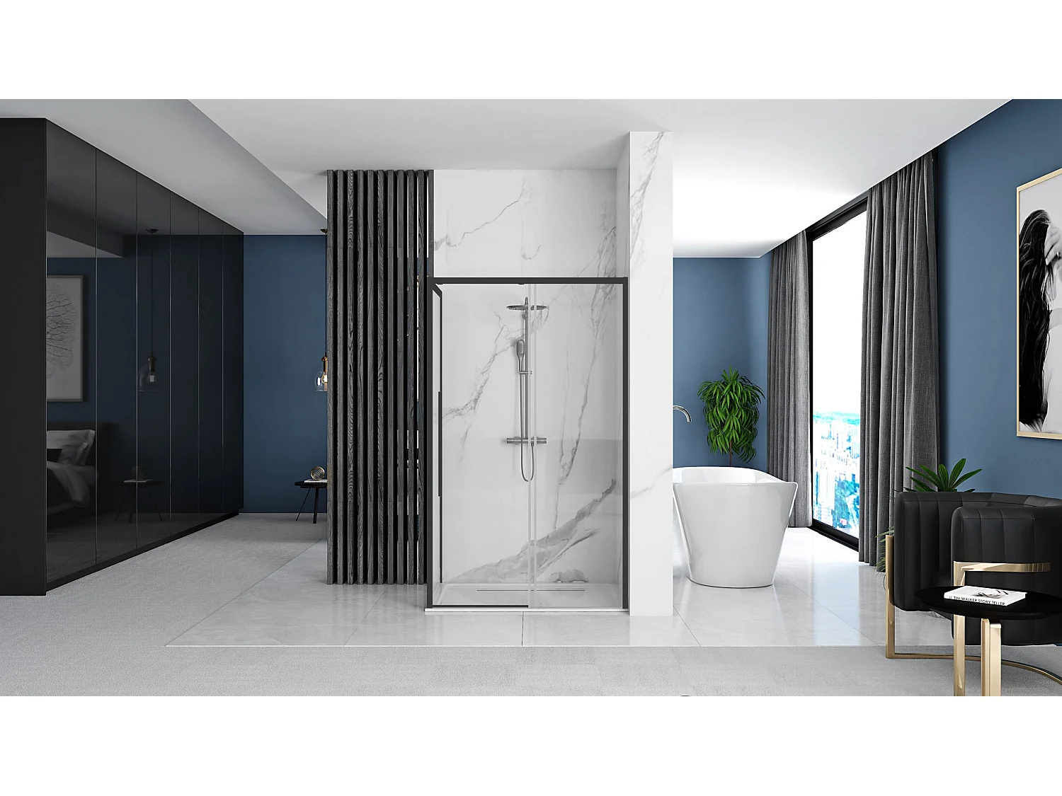 Cabine De Douche Rea Solar 80X100 Black