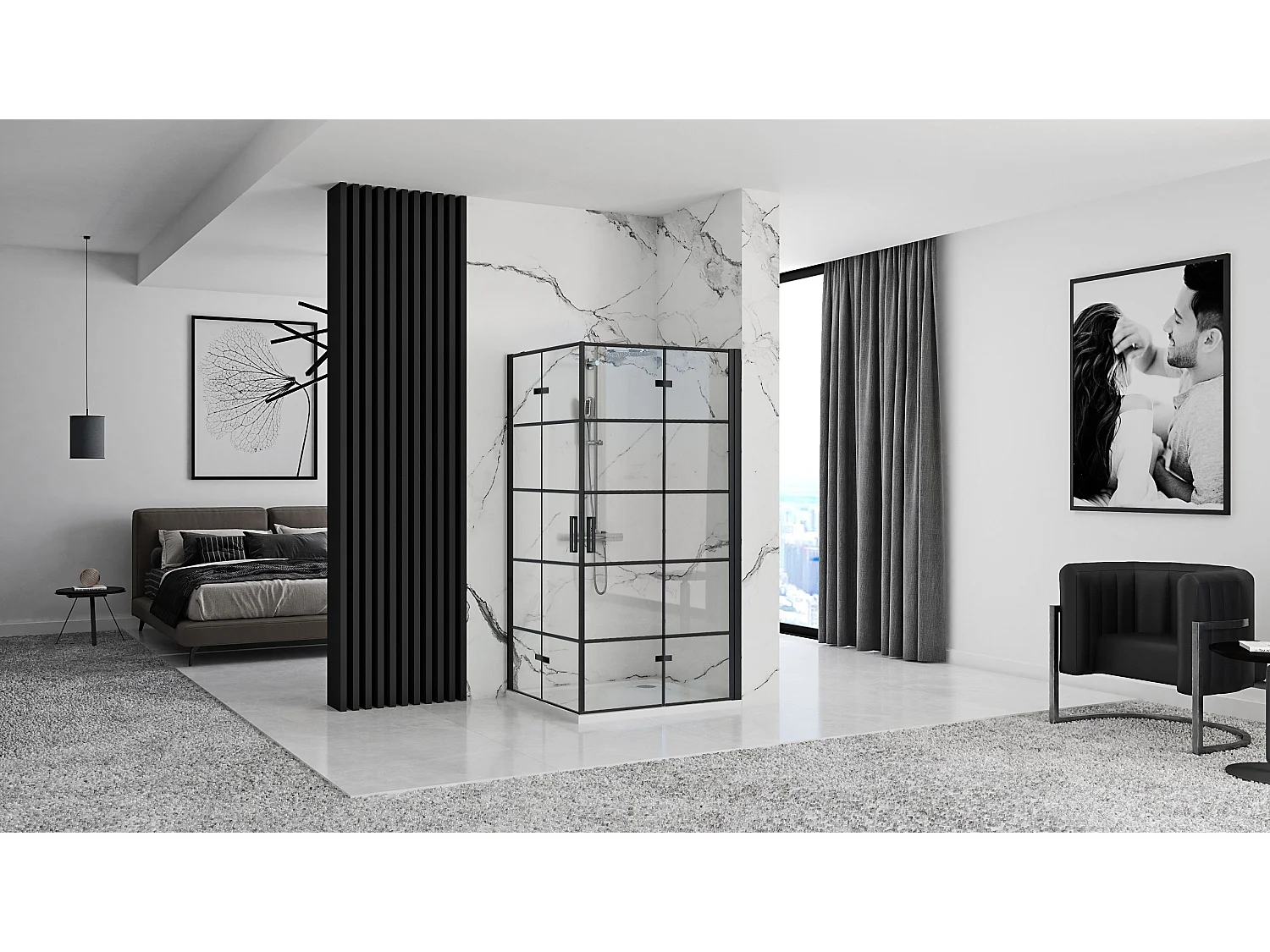 Cabine De Douche Rea Molier Double 80X90 Black