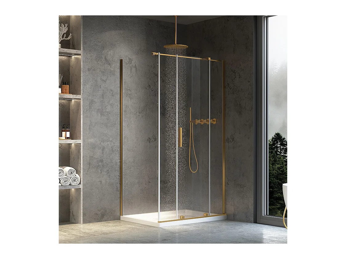 Cabine De Douche Rea Montana 140X90 Brush Gold