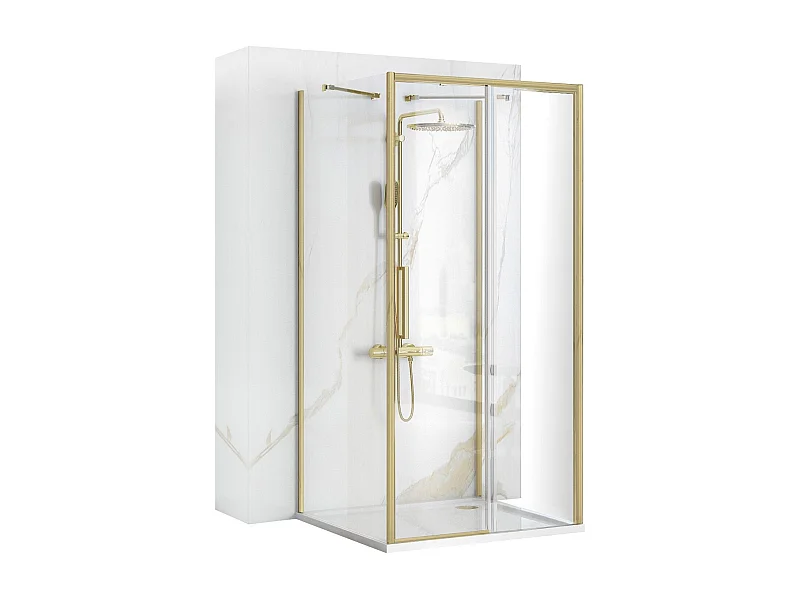 Cabine De Douche Murale Rea Rapid Slide 110X80 Brush Gold