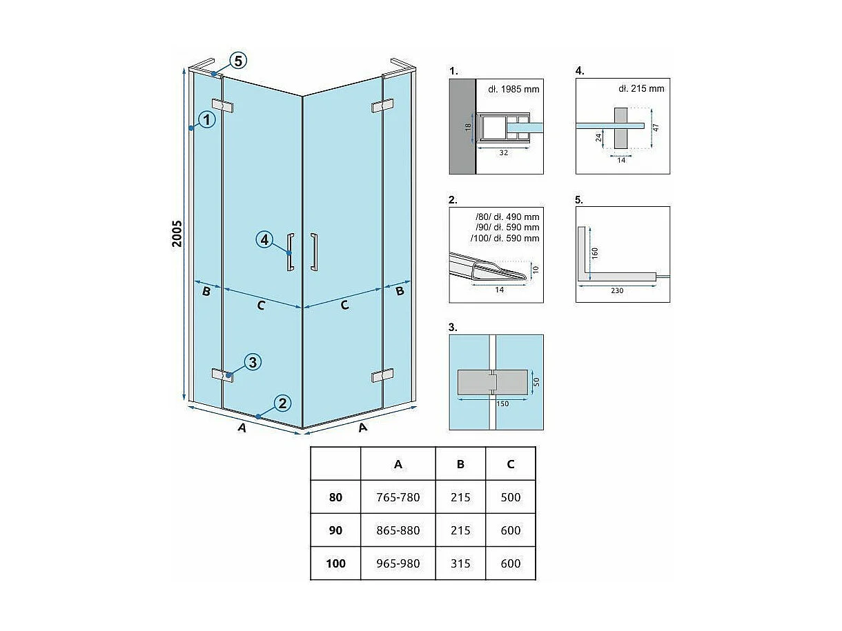 Cabine De Douche Rea Hugo 80X80 Black