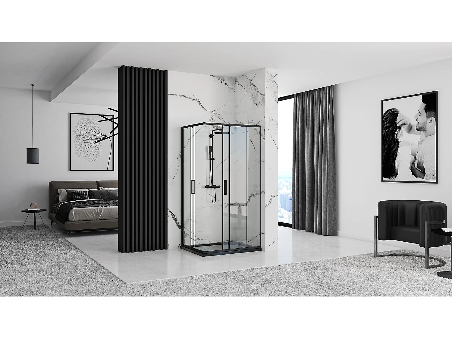 Cabine De Douche Rea Punto 80X100 Black