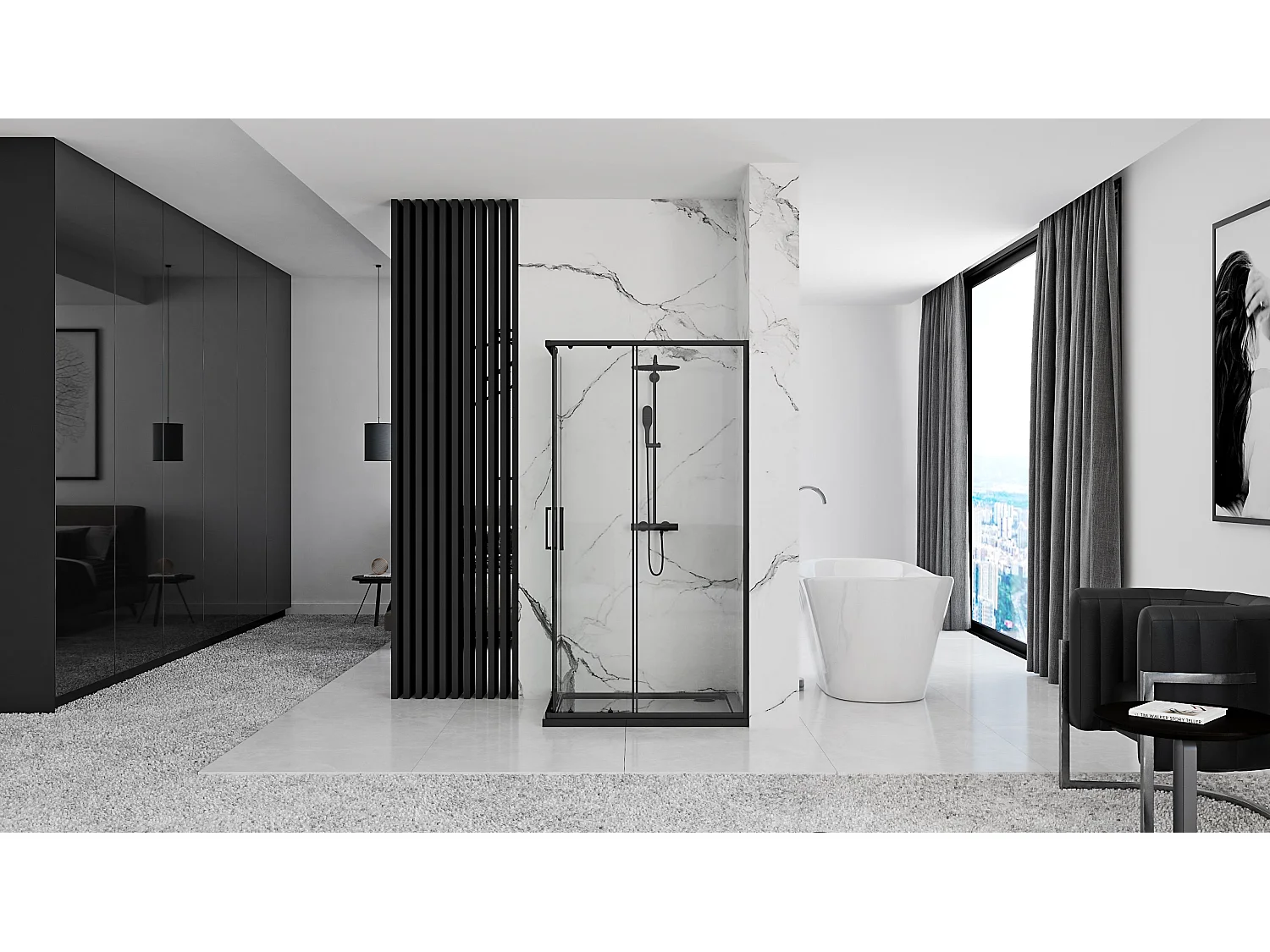 Cabine De Douche Rea Punto 80X100 Black