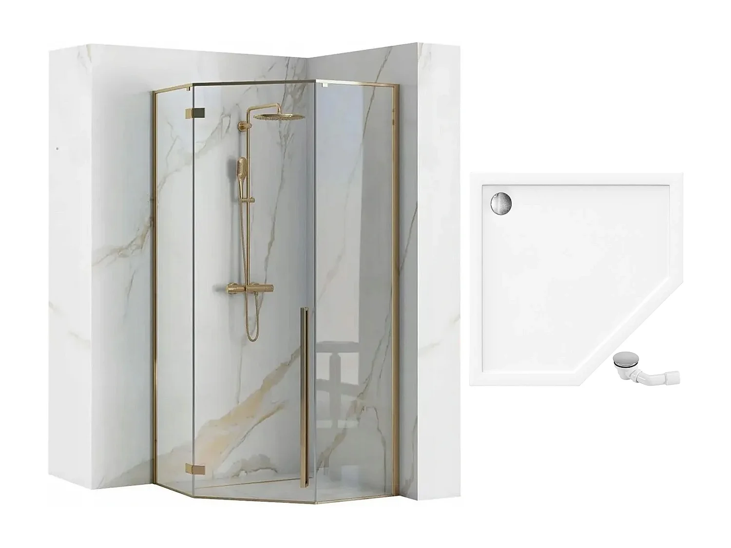 Cabina Doccia Rea Diamond 90X90 Gold