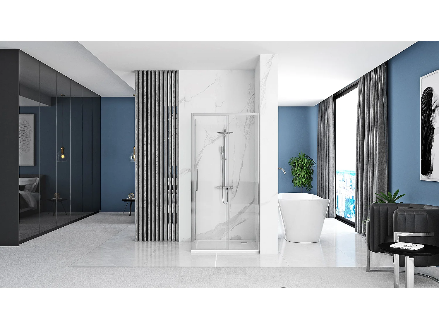 Cabine De Douche Rea Rapid Slide 110X100 Chrome