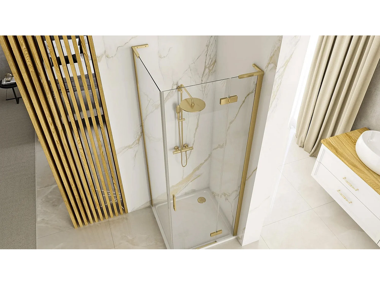 Cabine De Douche Rea Hugo 90X90 Brush Gold