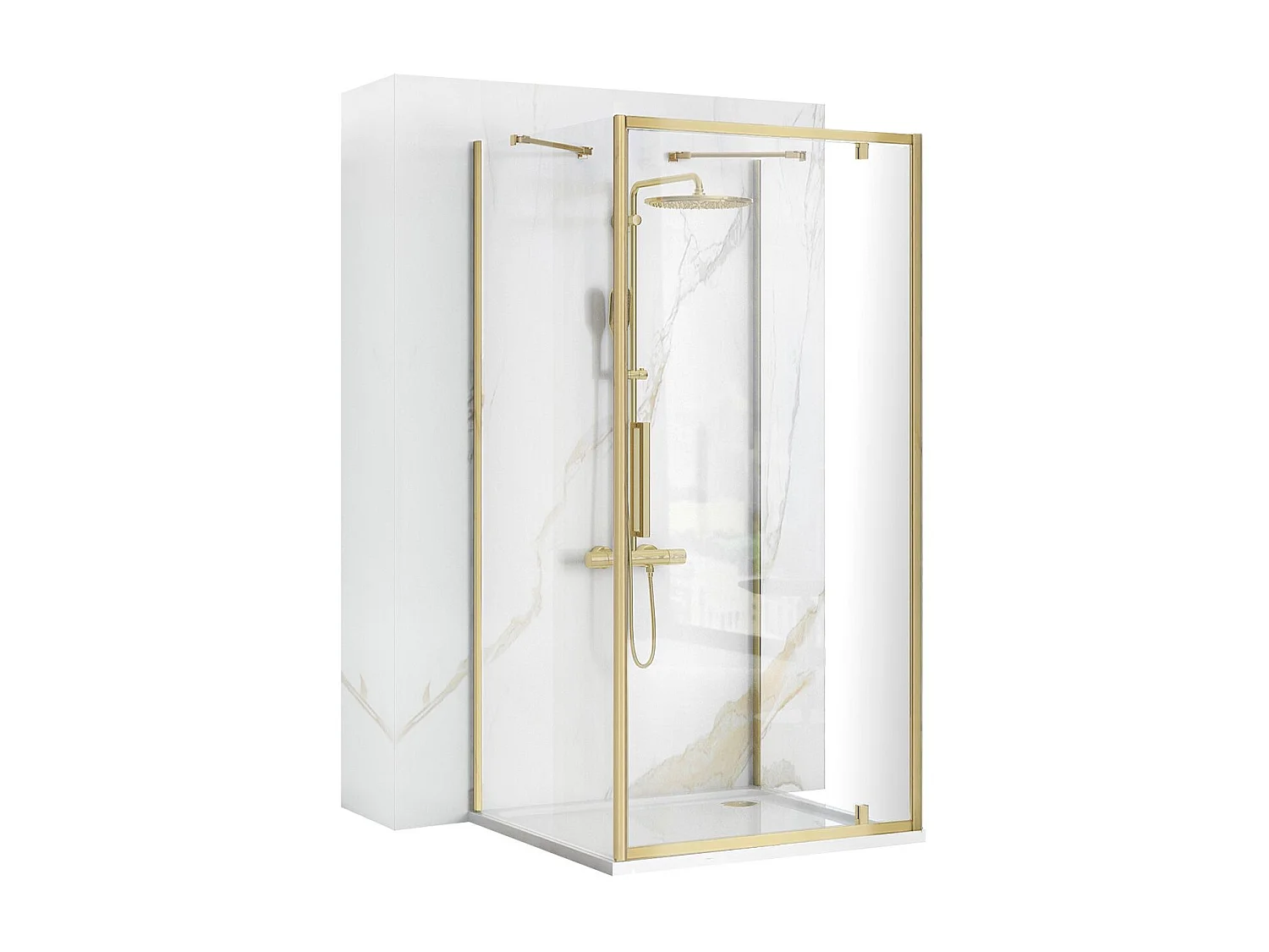 Cabine De Douche Murale Rea Rapid Swing 100X80 Brush Gold