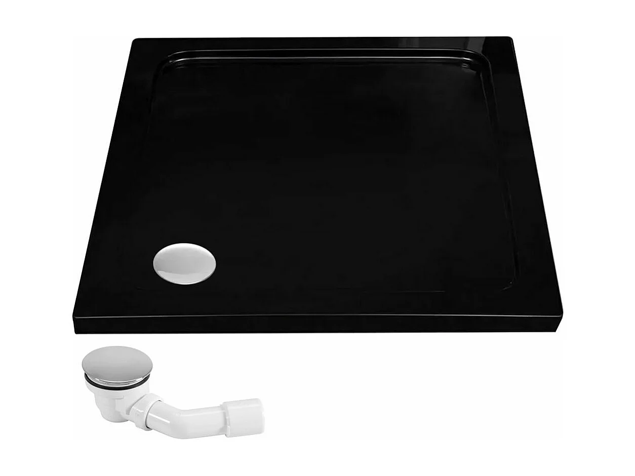 Douchecabine Rea Punto 80X80 Black + Douchebak Savoy White