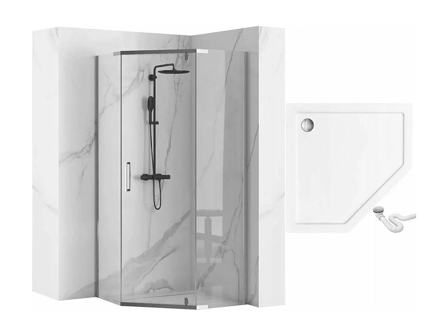 Cabine De Douche Rea Axin 90X90 Chrome