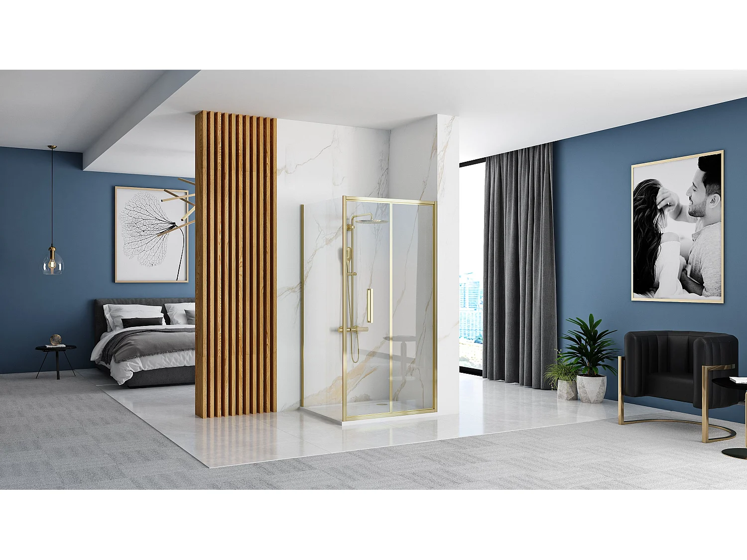 Cabine De Douche Rea Rapid Fold 80X80 Gold