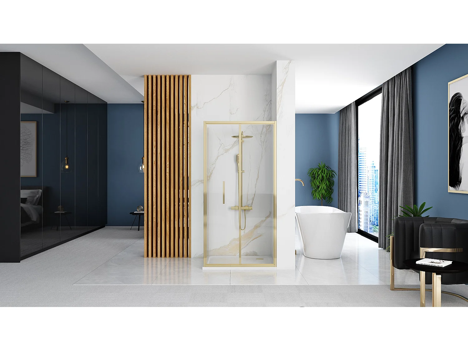 Cabine De Douche Rea Rapid Fold 80X80 Gold