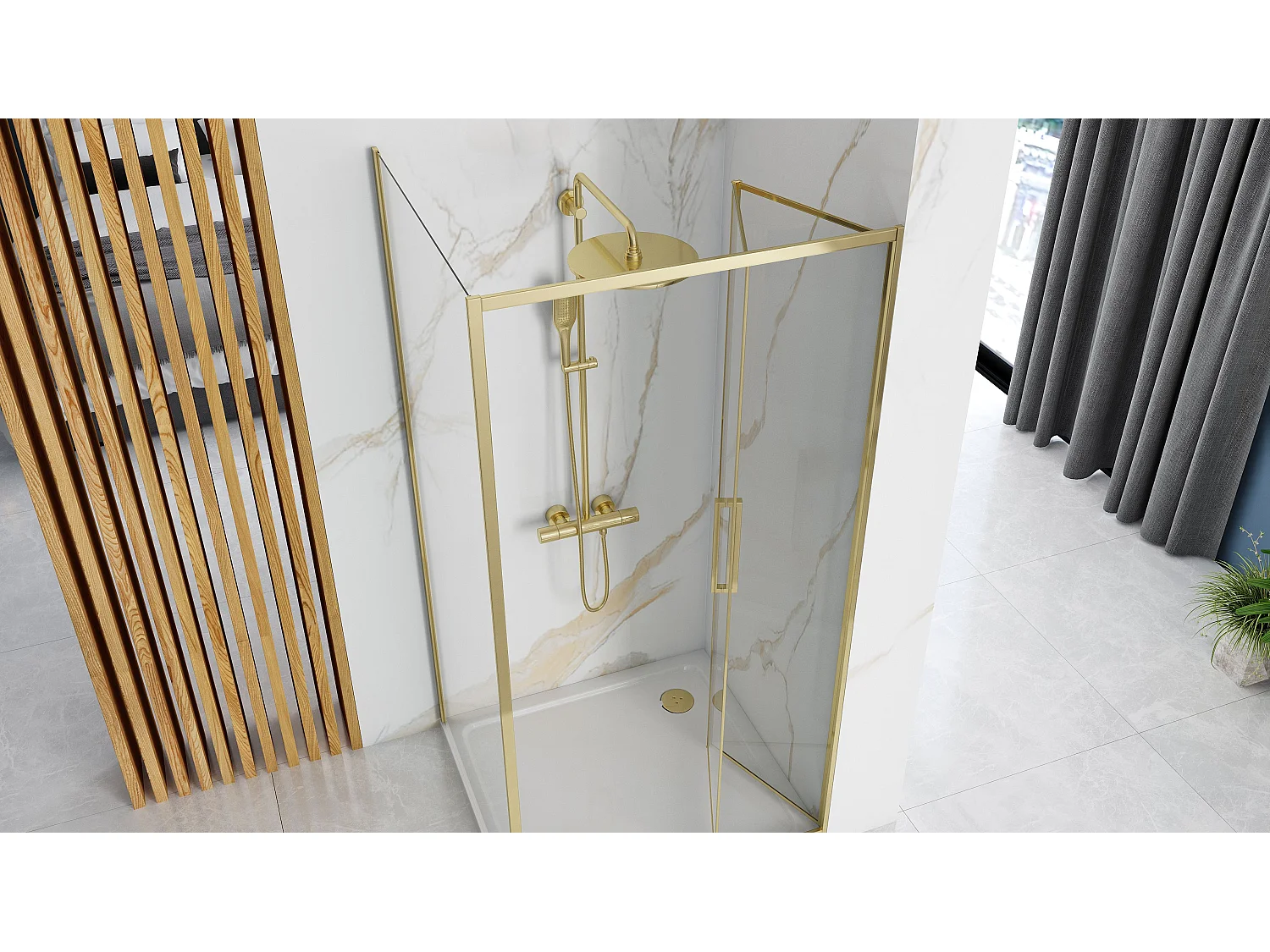 Cabine De Douche Rea Rapid Fold 80X80 Gold