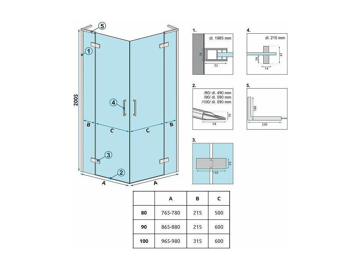 Cabine De Douche Rea Hugo 100X100 Black