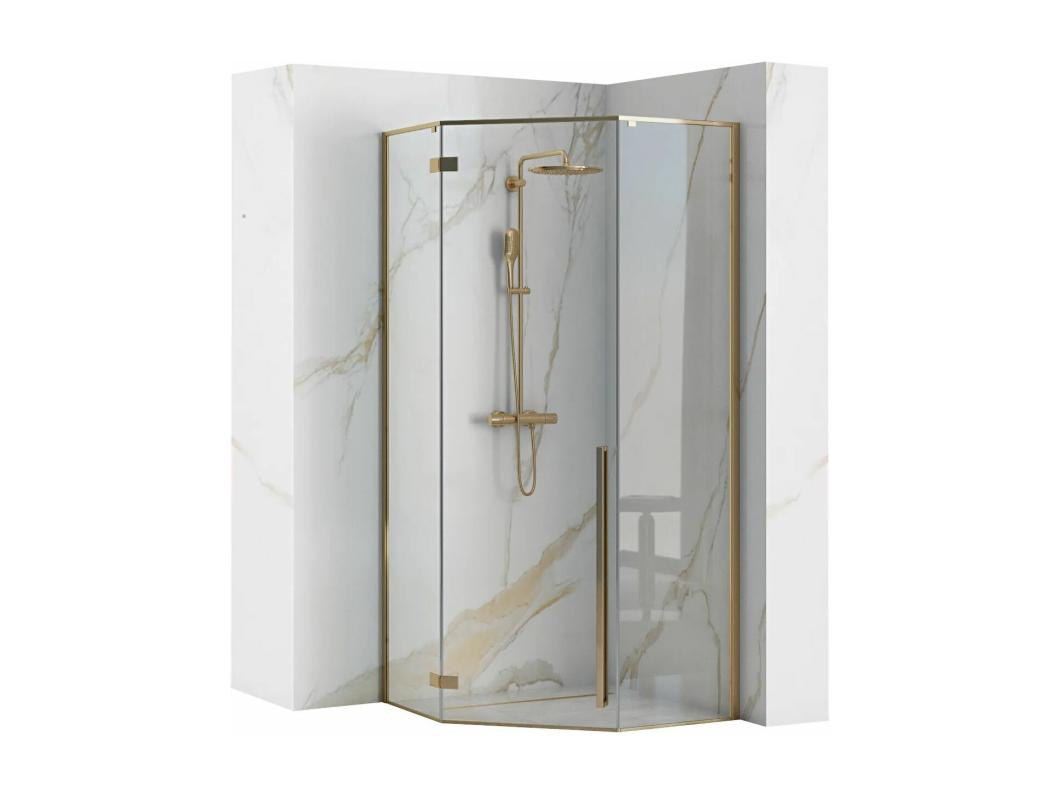Douchecabine Rea Diamond 90X90 Gold + Douchebak Savoy Black
