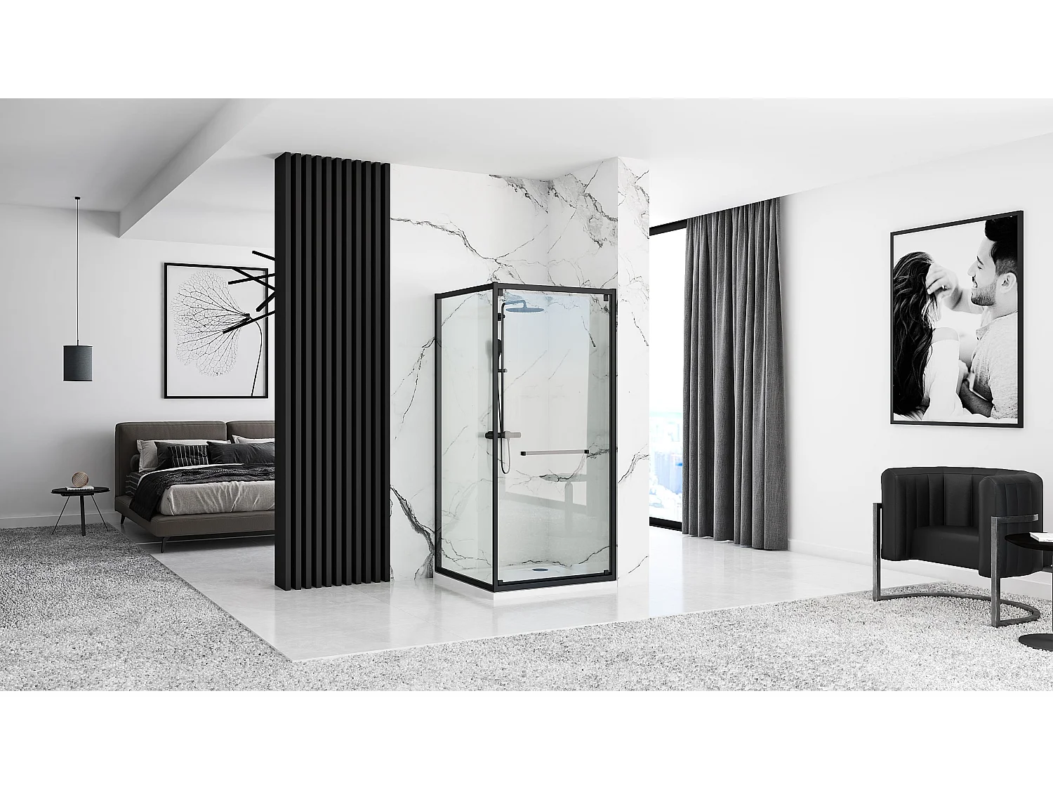 Cabine De Douche Rea Space In 90X90 Black