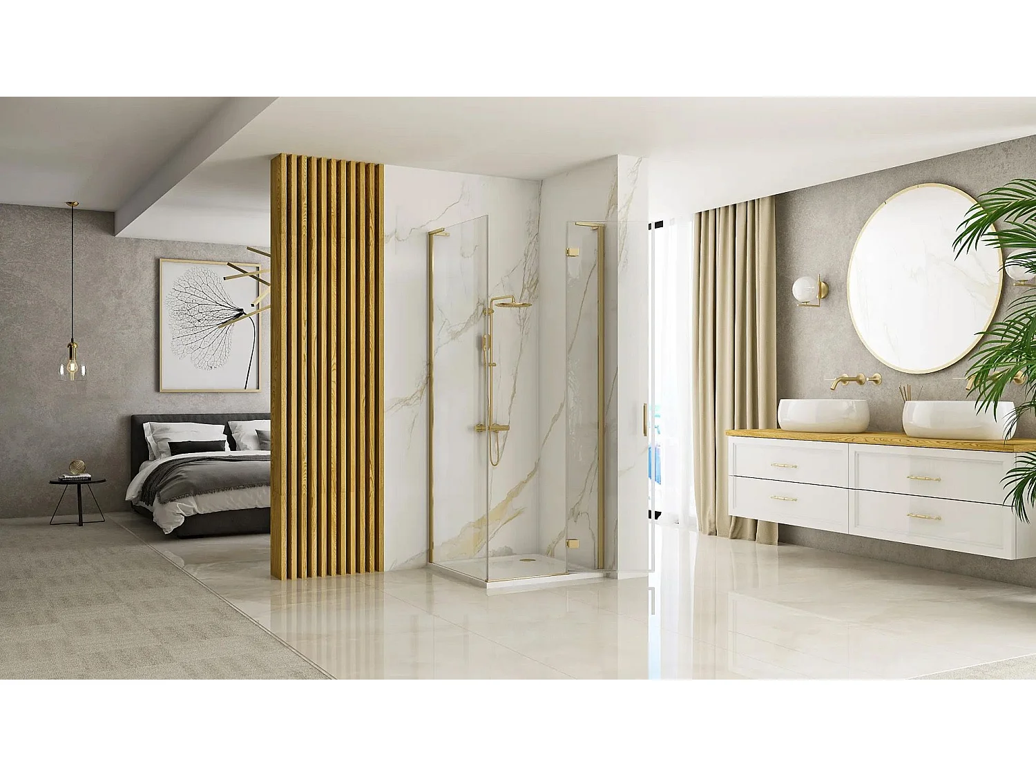 Cabine De Douche Rea Hugo 80X90 Brush Gold