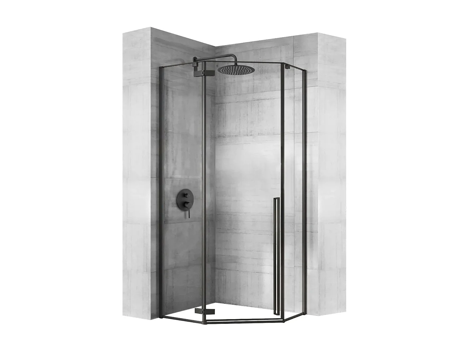 Cabine De Douche Rea Diamond 80X80 Black + Receveur De Douche Savoy White