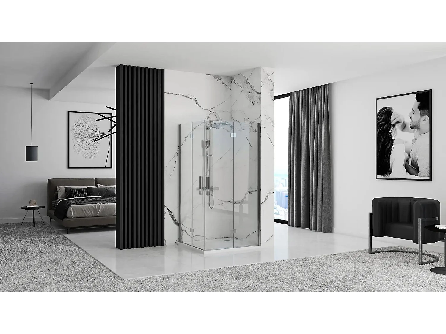 Cabine De Douche Rea Molier Double 90X90 Chrome