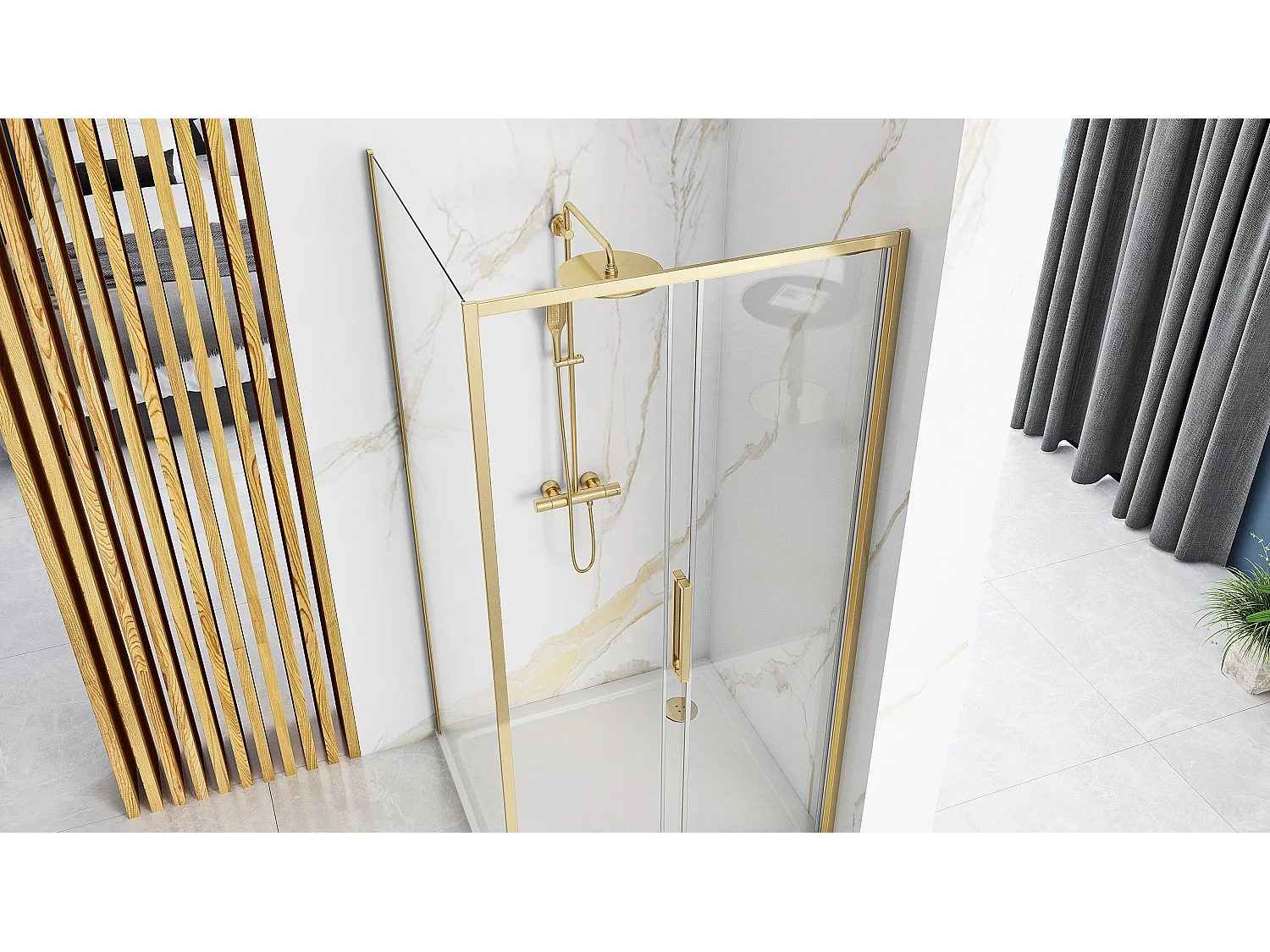 Gabinete De Chuveiro Rea Rapid Slide 120X80 Gold