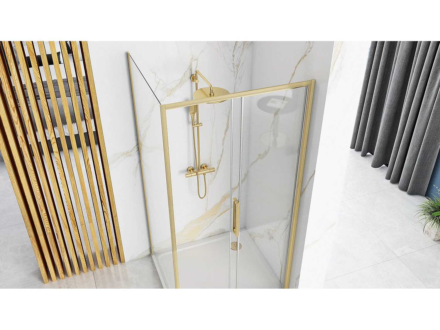 Cabina De Ducha Rea Rapid Slide 120X80 Brush Gold