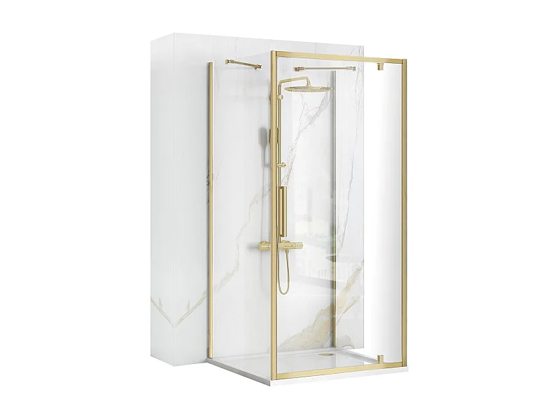 Cabina Doccia A Parete Rea Rapid Swing 100X100 Brush Gold