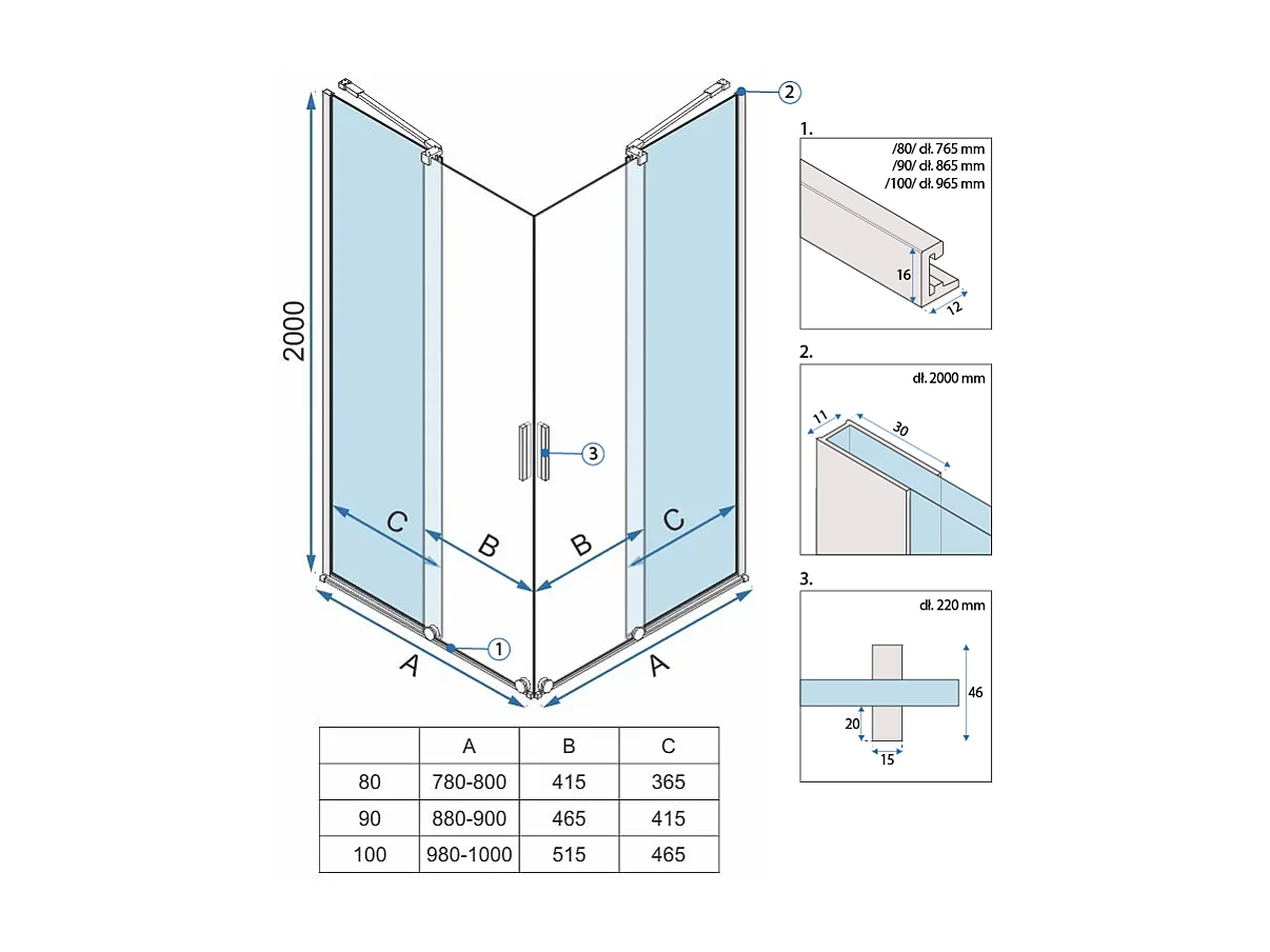 Duschkabine Rea Montana 90X90 Brush Gold