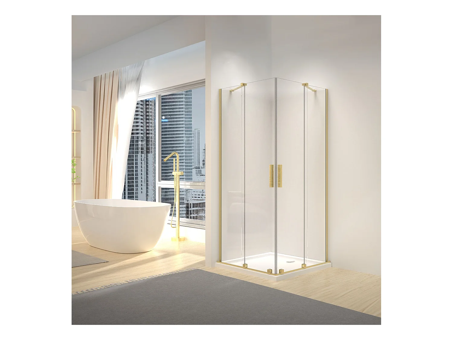 Cabine De Douche Rea Montana 90X90 Brush Gold