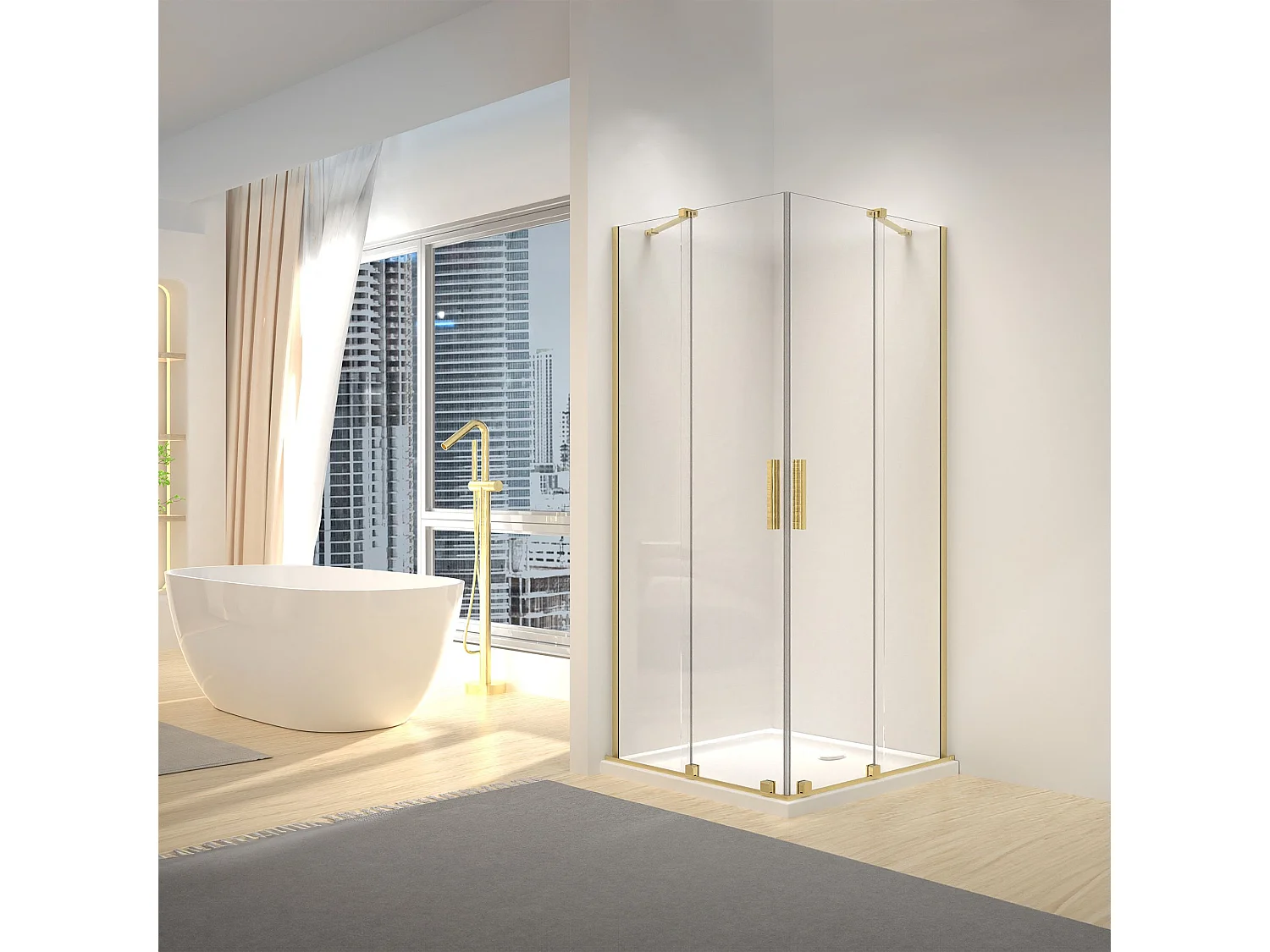 Cabine De Douche Rea Montana 90X90 Brush Gold