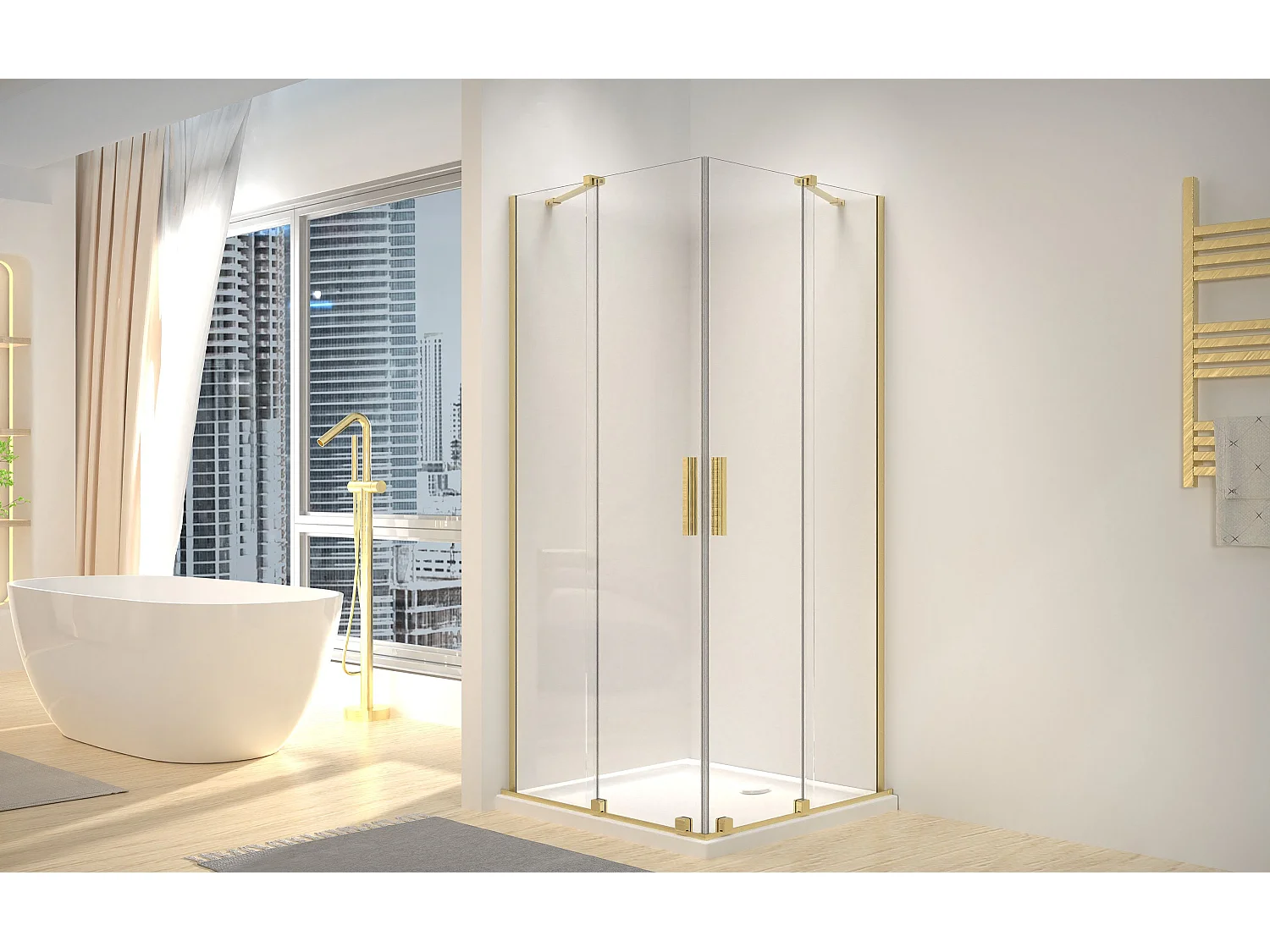 Cabine De Douche Rea Montana 90X90 Brush Gold