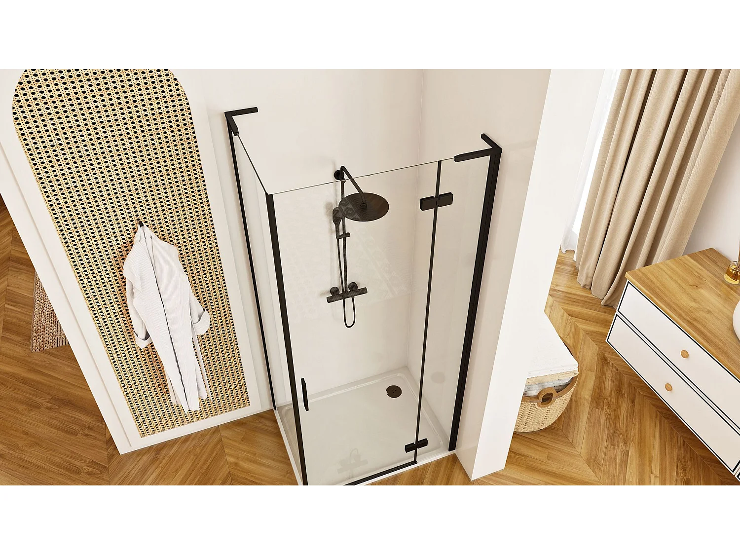Cabine De Douche Rea Hugo 100X90 Black