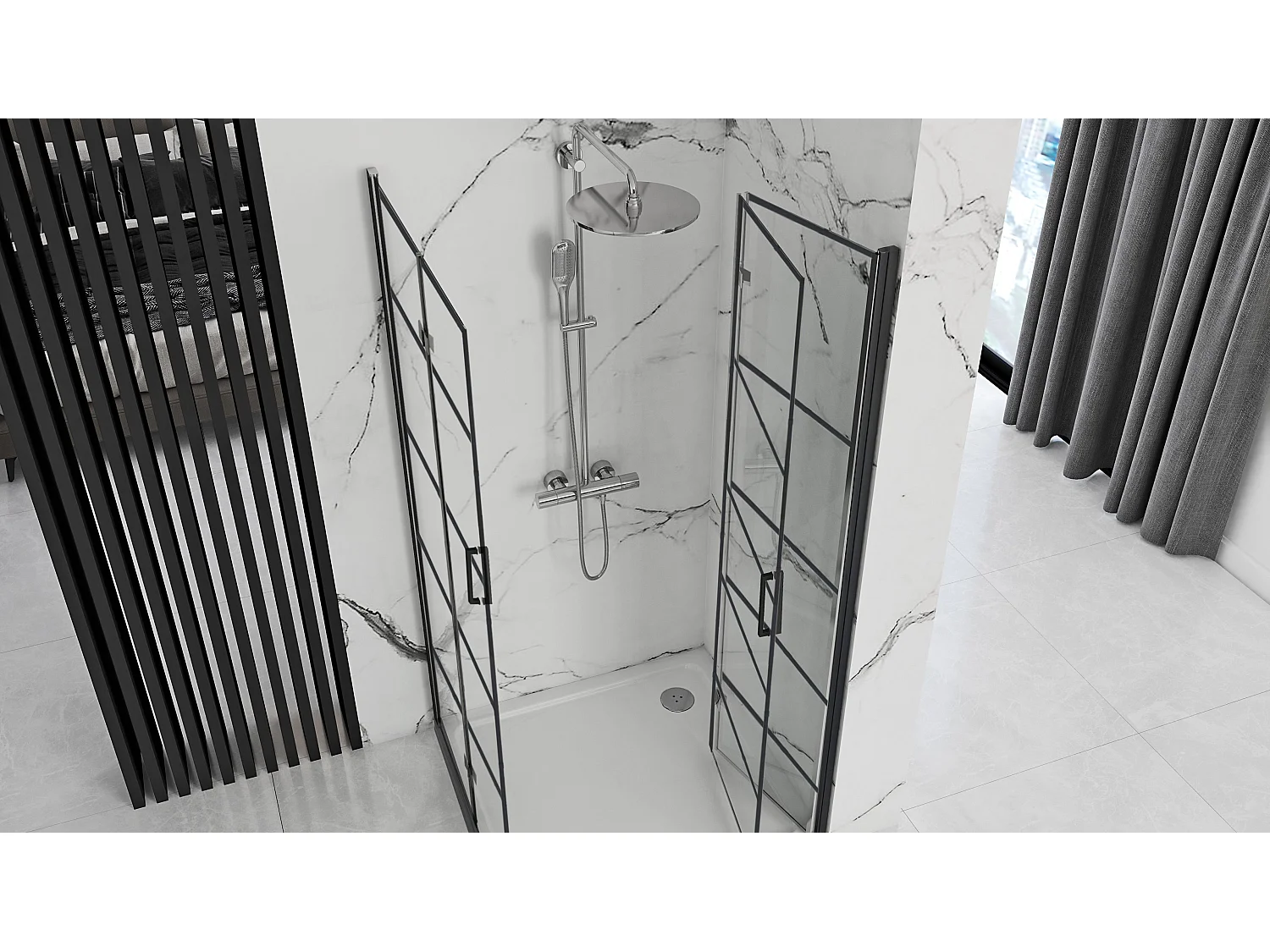 Gabinete De Chuveiro Rea Molier Double 80X100 Black