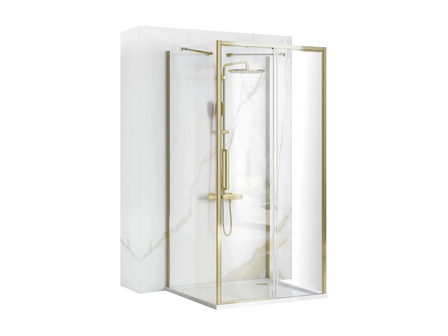Cabine De Douche Murale Rea Rapid Slide 120X100 Gold