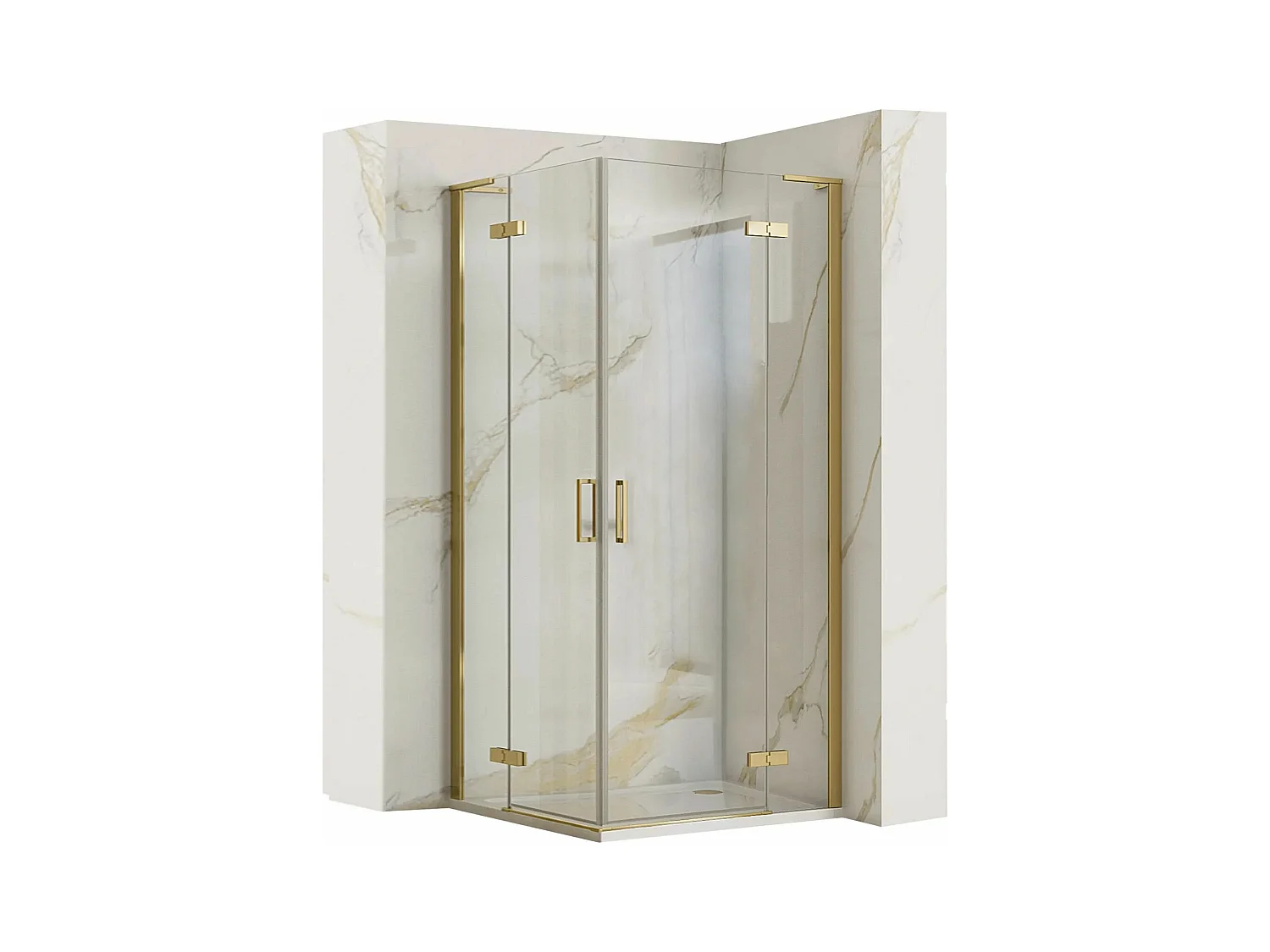 Cabine De Douche Rea Hugo Double 80X90 Brush Gold