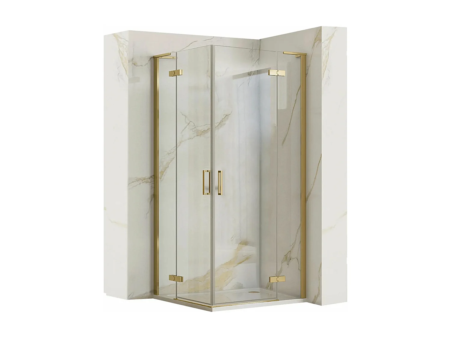 Cabine De Douche Rea Hugo Double 80X90 Brush Gold