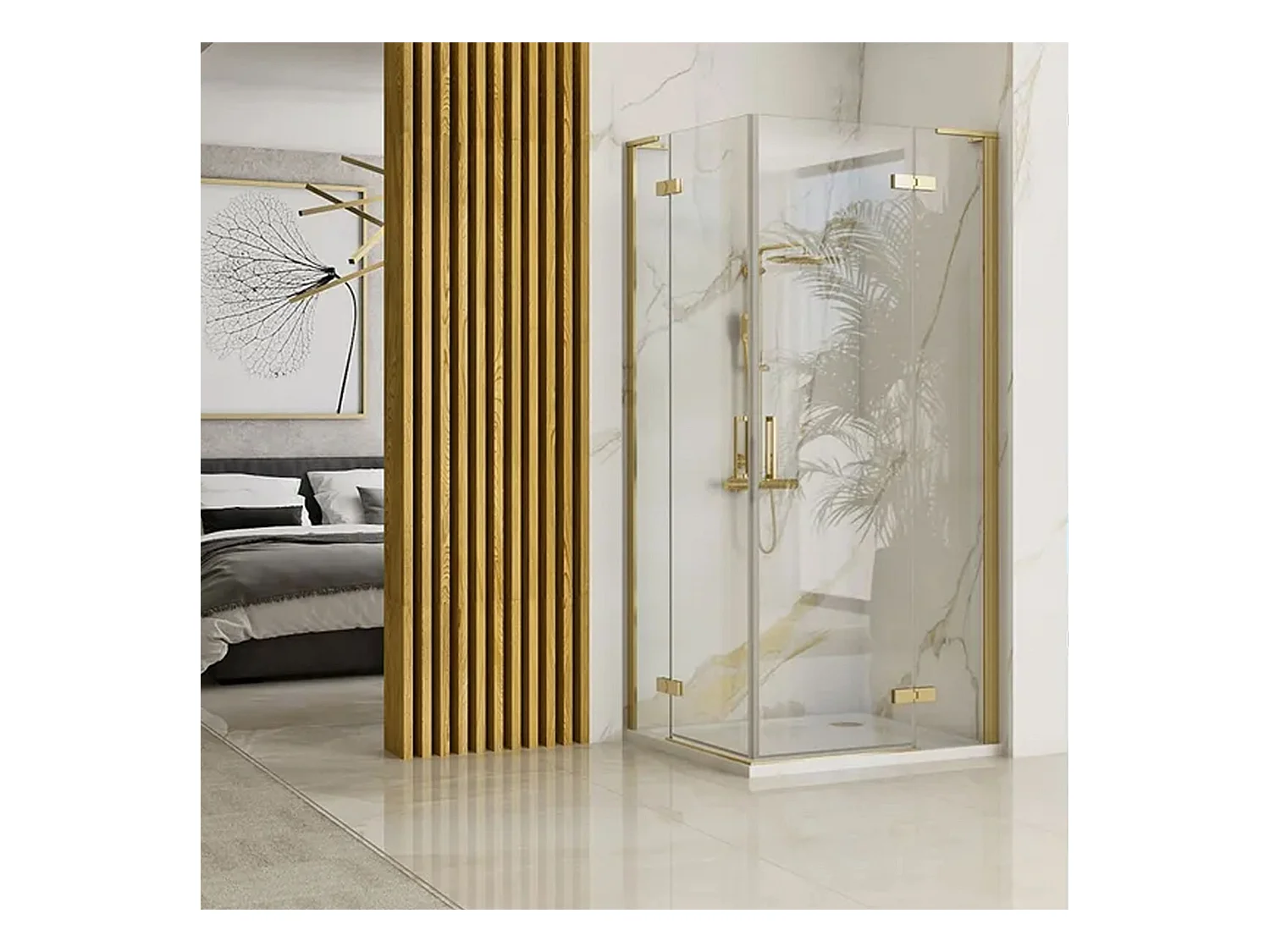 Cabine De Douche Rea Hugo 100X100 Brush Gold