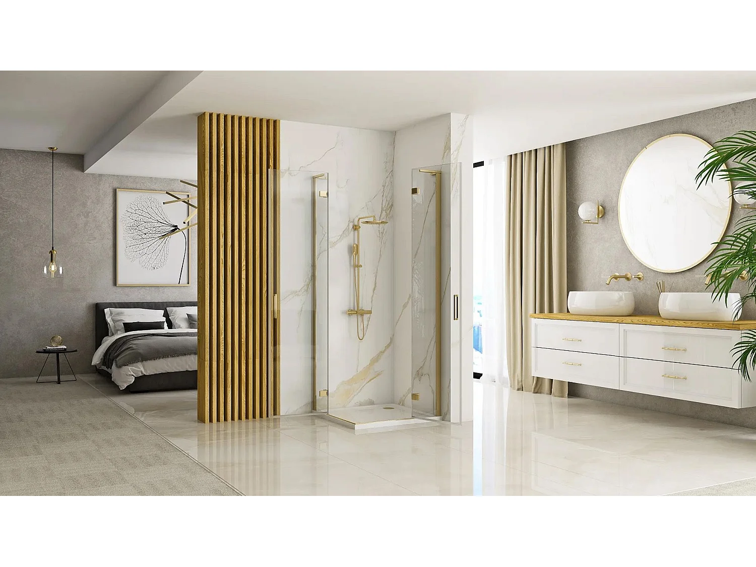 Duschkabine Rea Hugo 100X100 Brush Gold