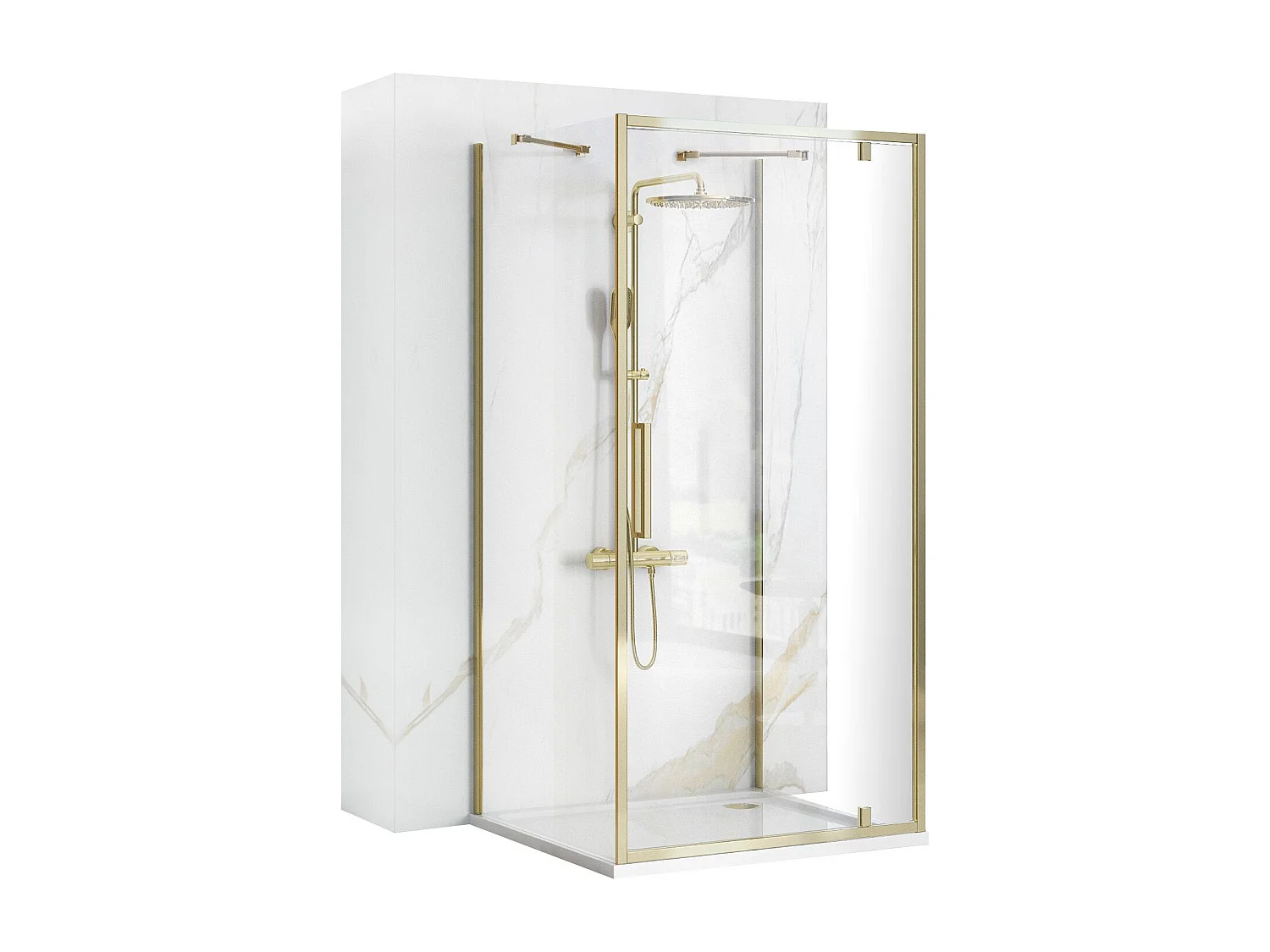 Cabine De Douche Murale Rea Rapid Swing 90X100 Gold