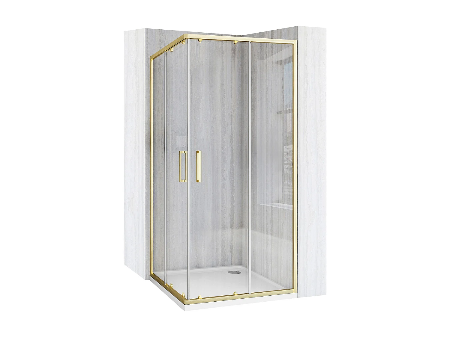 Cabine De Douche Rea City 80X80 Brush Gold + Receveur De Douche Savoy White