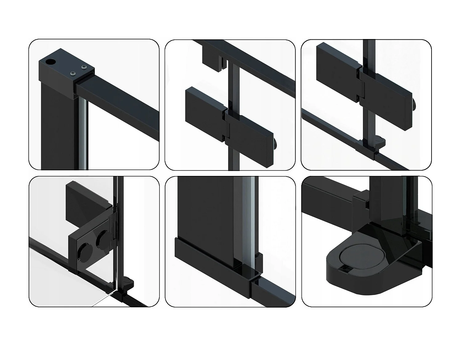 Cabine De Douche Rea Fargo 90X90 Black + Receveur De Douche Savoy White