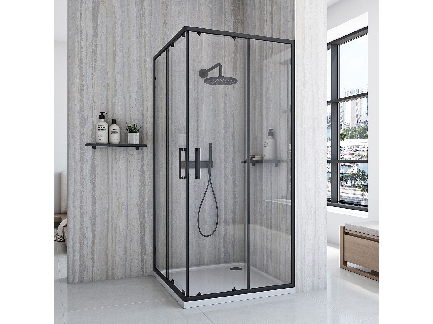 Cawö Luxury Home Telo Doccia Two-Tone 604 – 100% Cotone, 80x150 Cm, Colore Sabbia, Design A Quadri