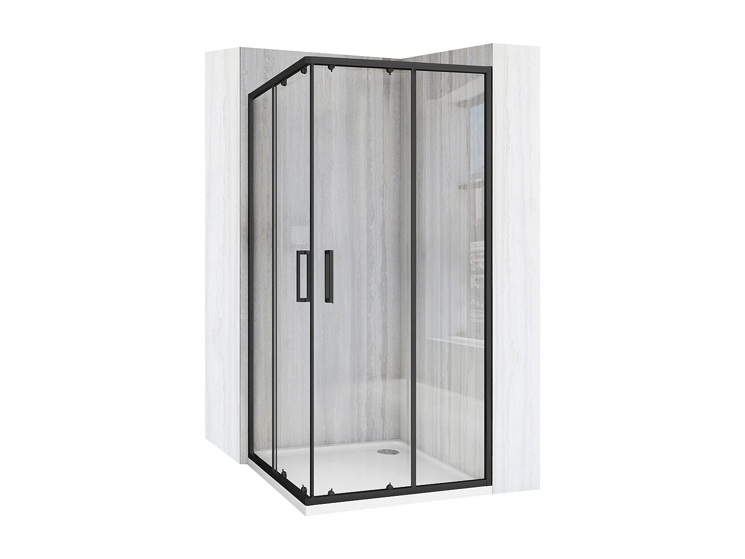 Douchecabine Rea City 80X80 Black + Douchebak Savoy White