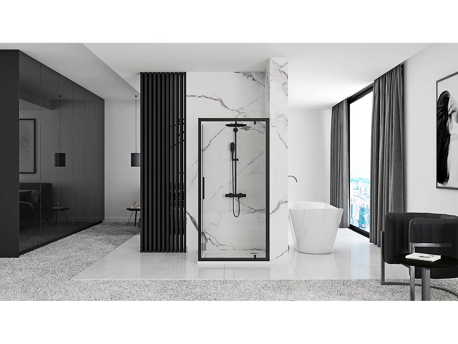 Cabine De Douche Rea Rapid Swing 120X80 Black