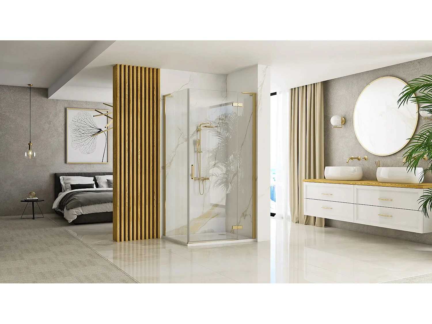 Cabina Doccia Rea Hugo 100X90 Brush Gold